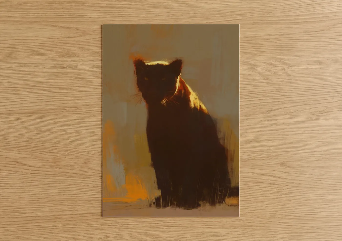 Golden Panther Wildlife Painting Wall Art
