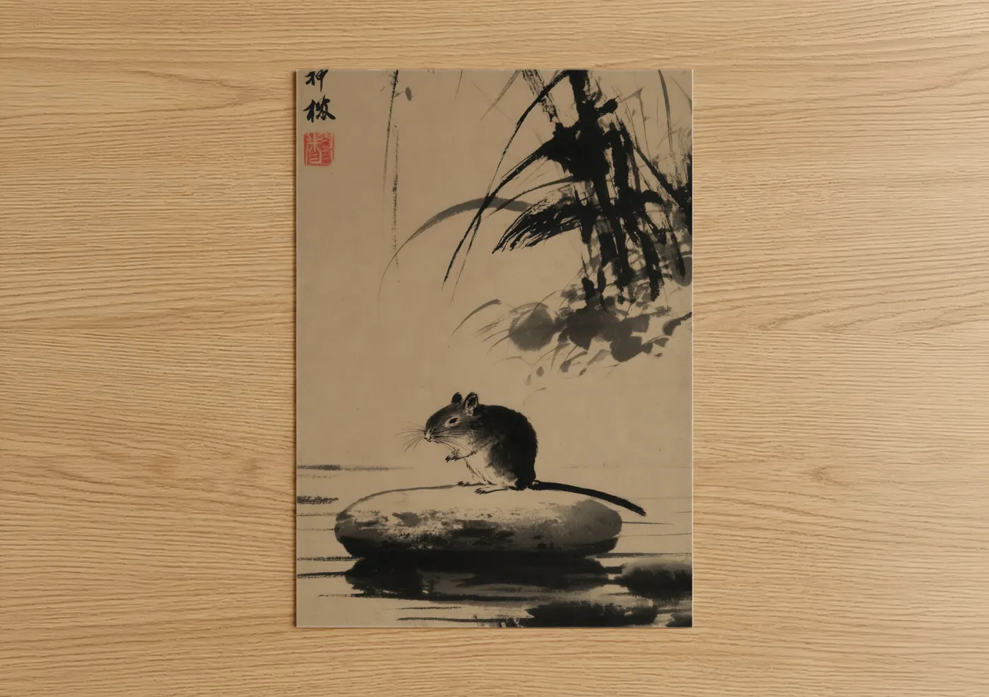 Guinea Pig Zen Brush Watercolor Wall Art
