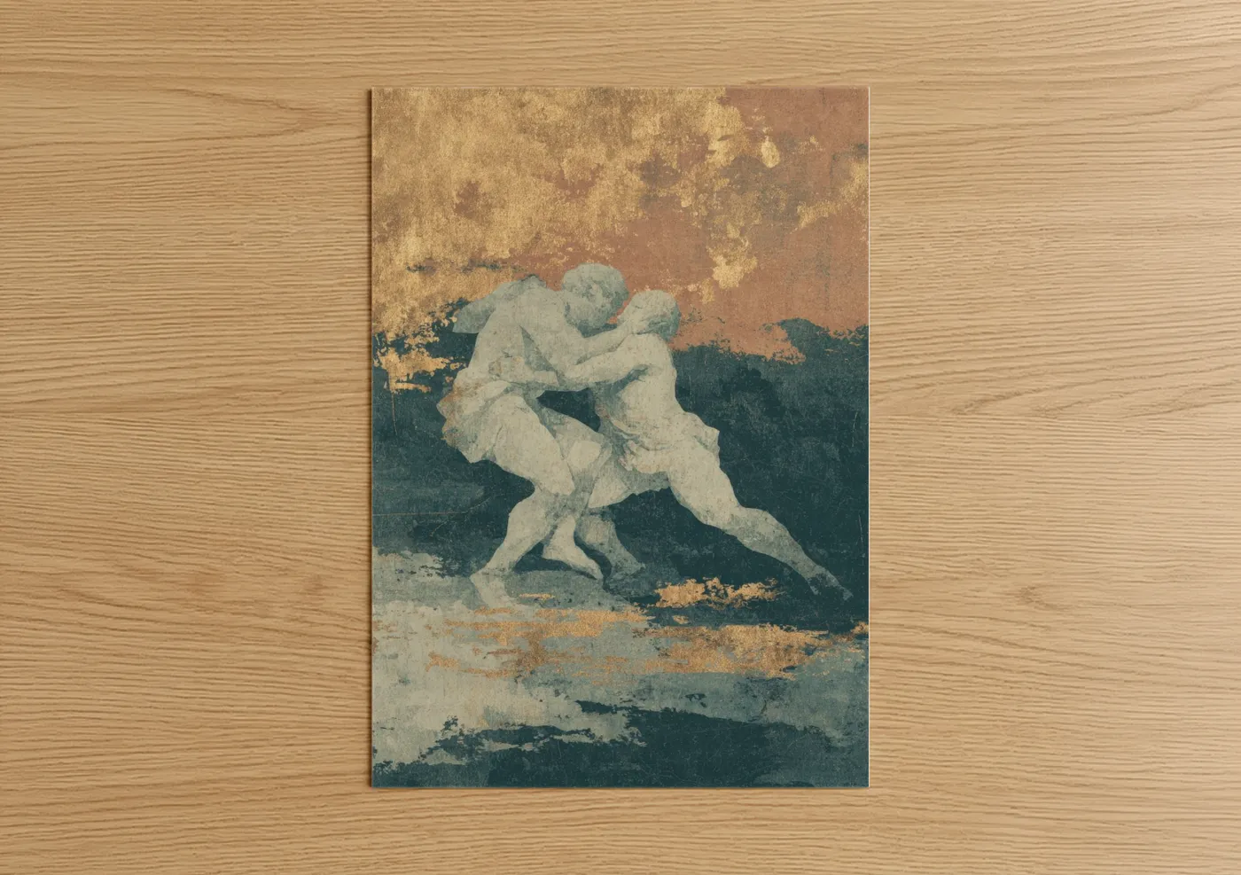 Classical Wrestling Figures Vintage Art Wall Art