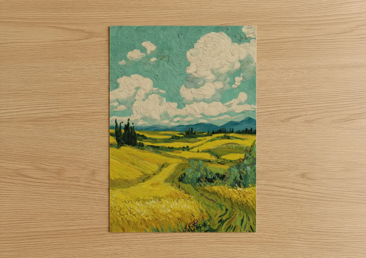 Tuscan Valley Green Field Landscape Wall Art