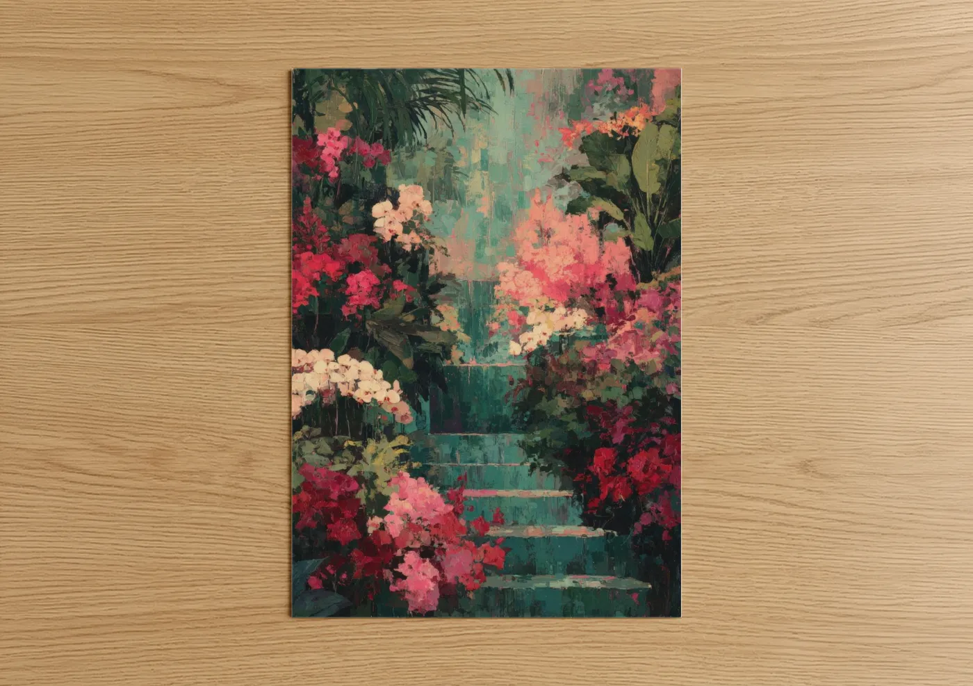 Floral Staircase Garden Pathway Wall Art