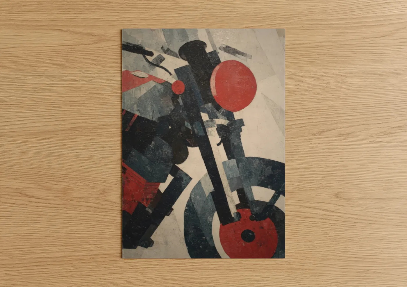 Vintage Motorcycle Red Abstract Wall Art
