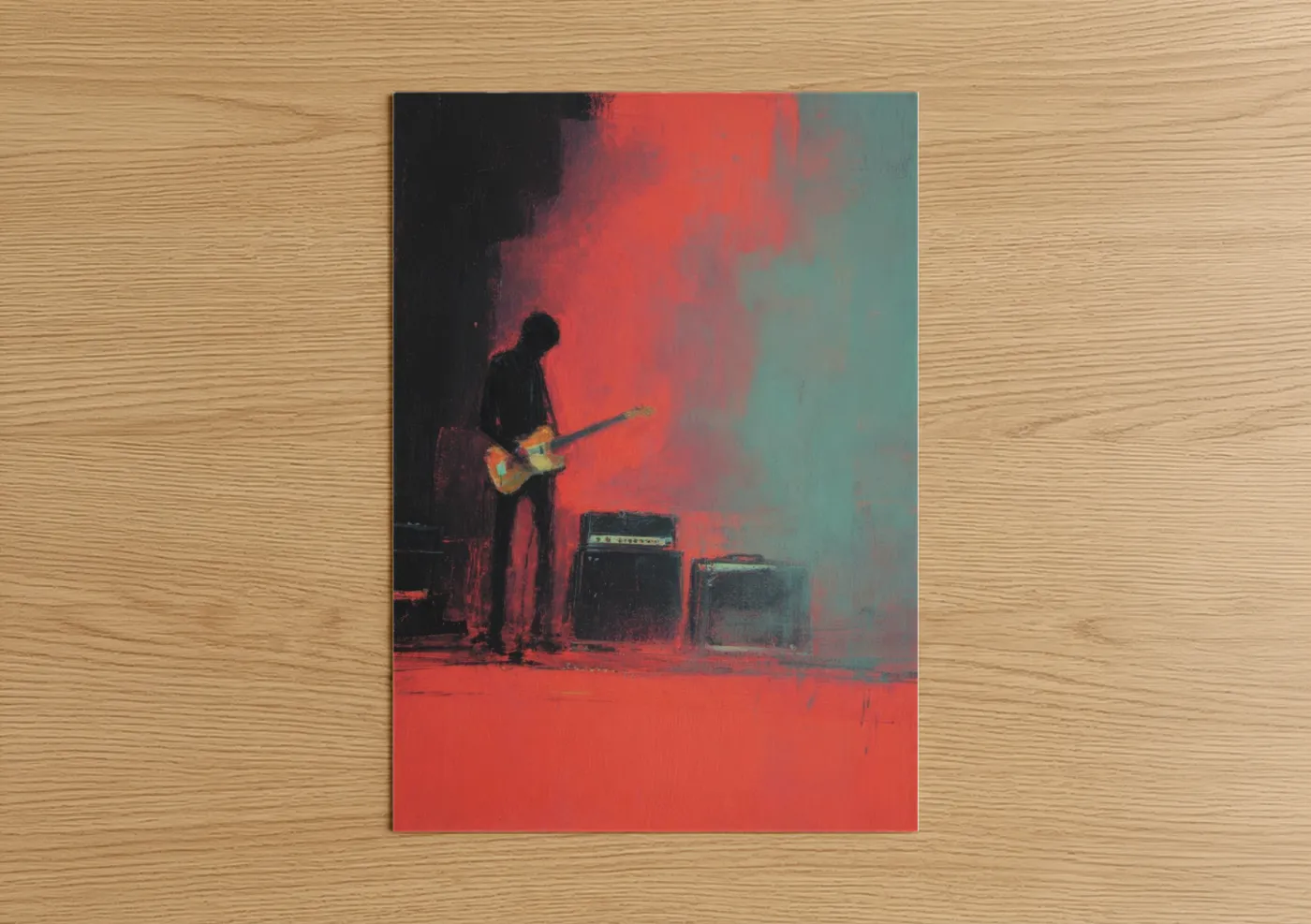 Solitary Guitarist Rock Concert Wall Art