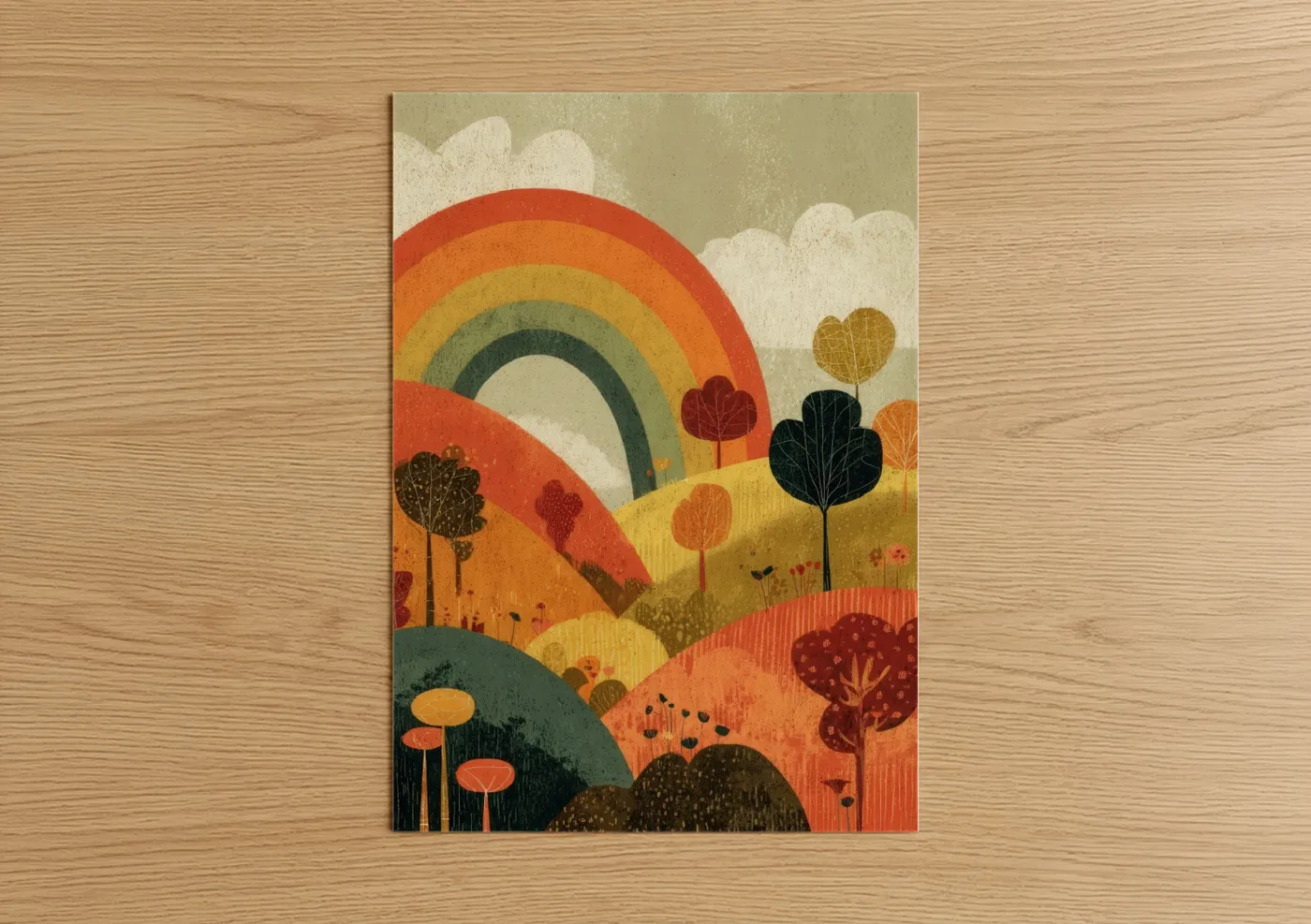Autumn Rainbow Valley Landscape Wall Art