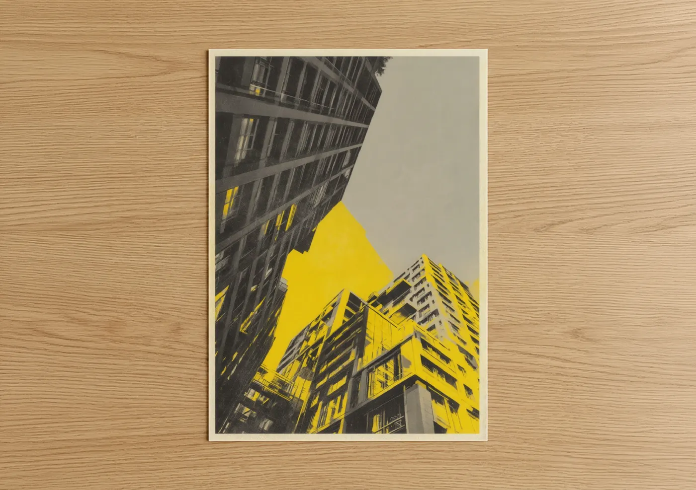 Urban Skyline Yellow Architecture Wall Art