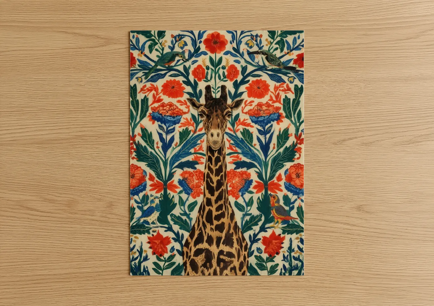 Ornamental Giraffe Botanical Pattern Wall Art