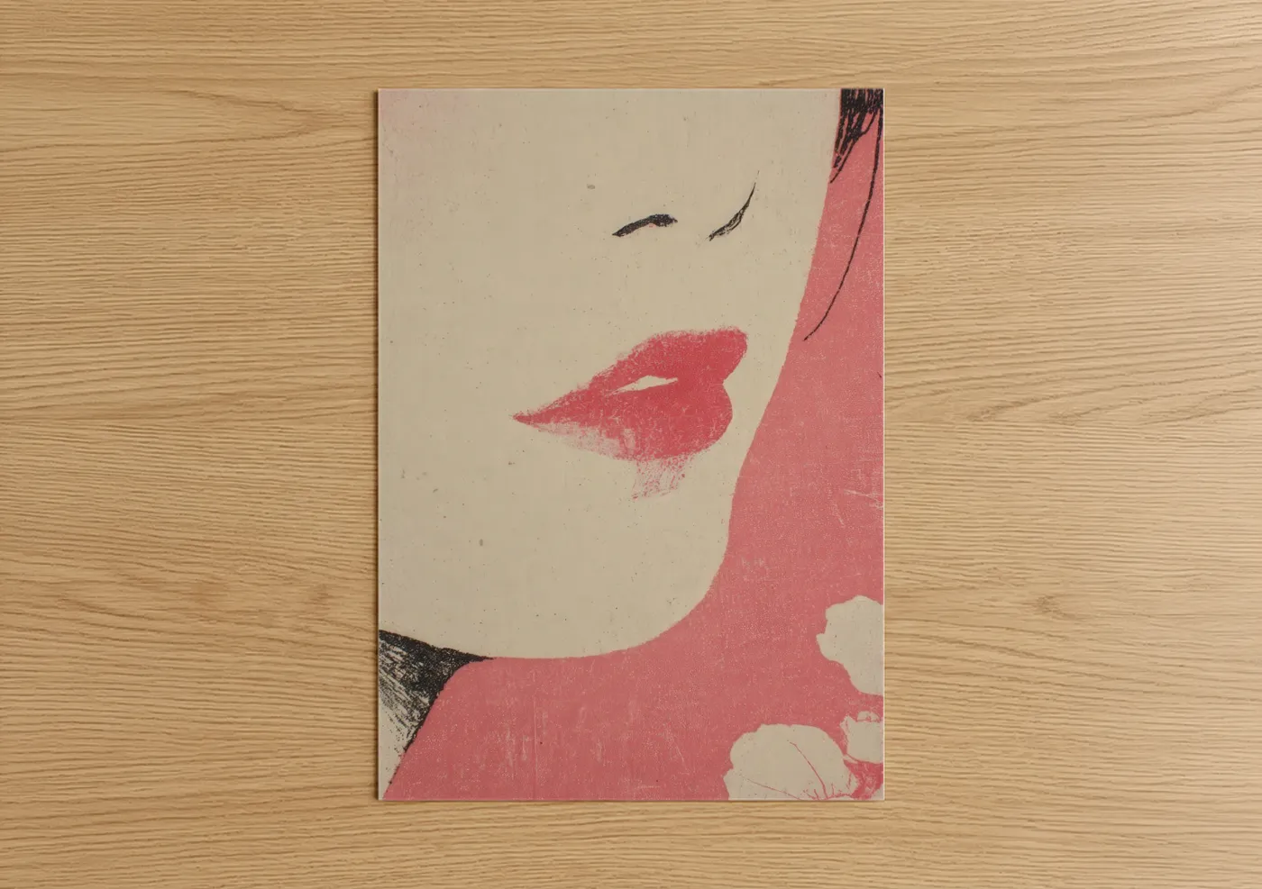 Crimson Lip Portrait Fashion Beauty Wall Art