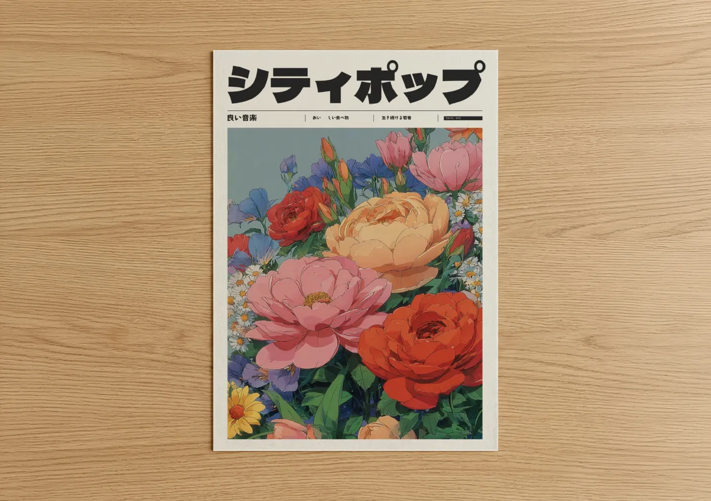 Retro Floral Anime Japanese Poster Wall Art
