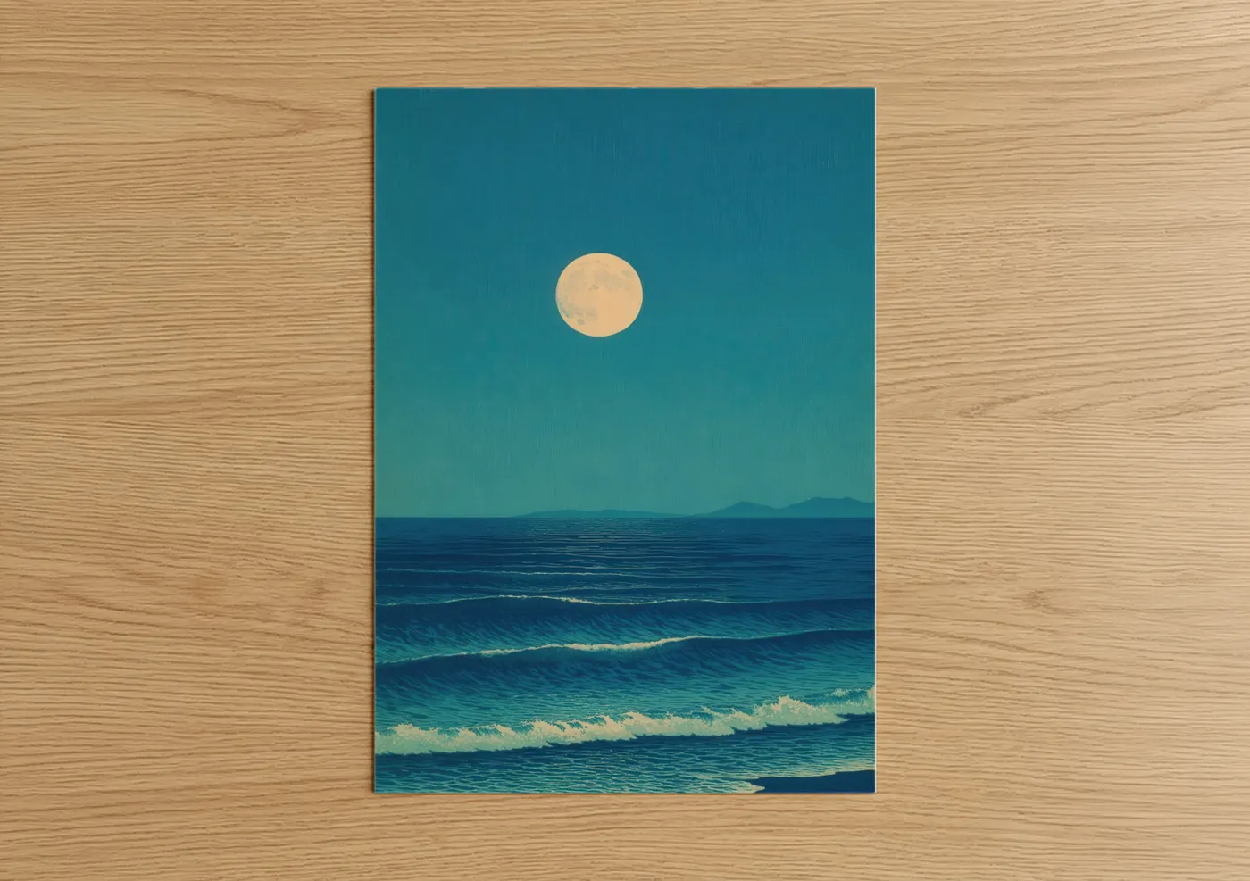 Moonlit Seascape Ocean Waves Wall Art