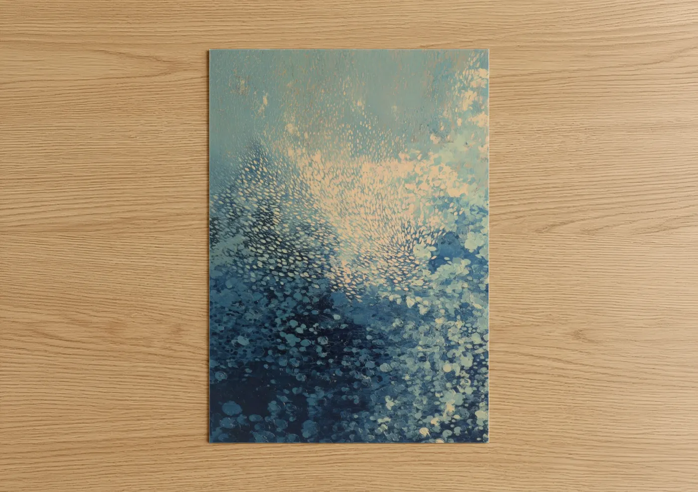 Abstract Fishing Scene Golden Light Wall Art