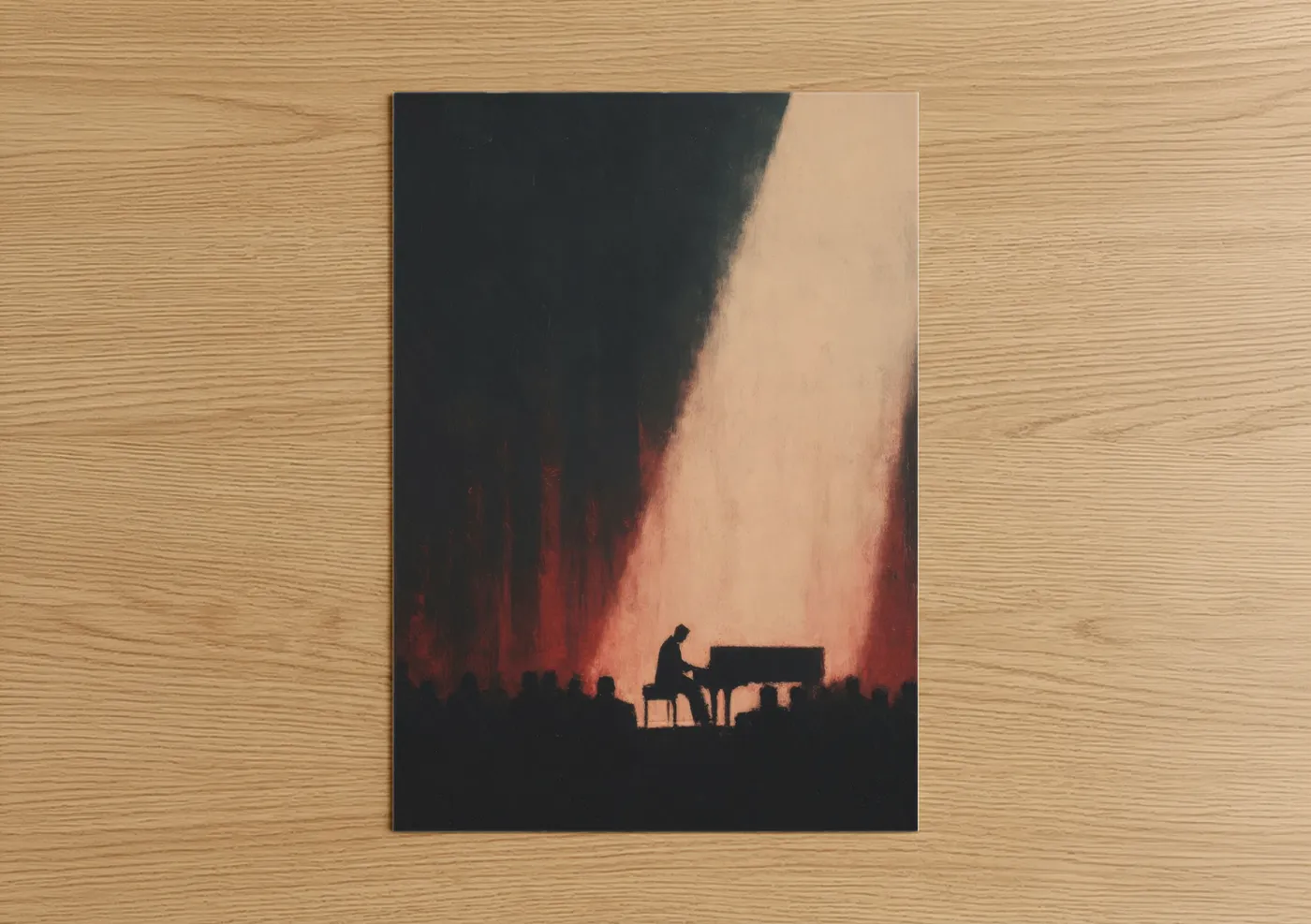 Solitary Pianist Silhouette Dramatic Wall Art