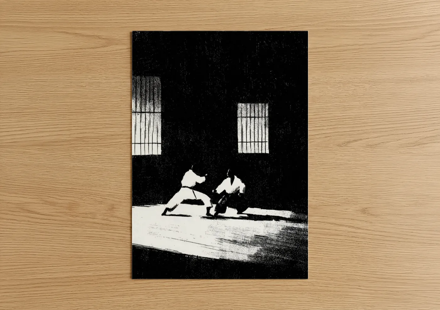 Black and White Karate Dojo Sparring Wall Art