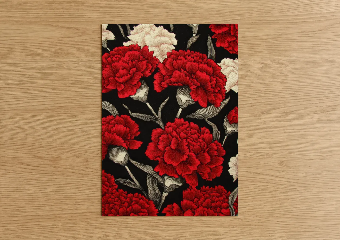 Crimson Carnation Blooms Red Floral Wall Art