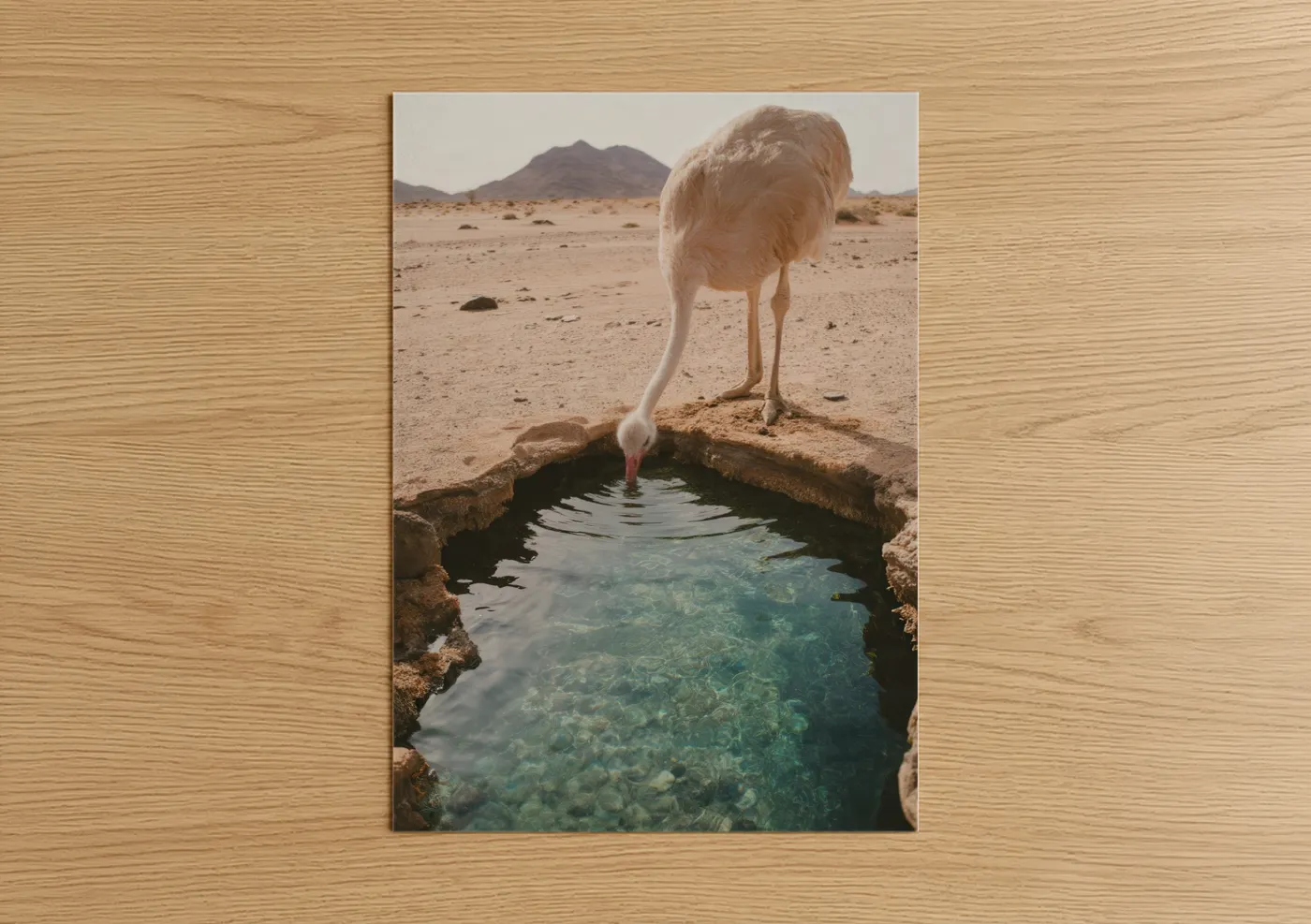 White Ostrich Desert Oasis Wildlife Wall Art