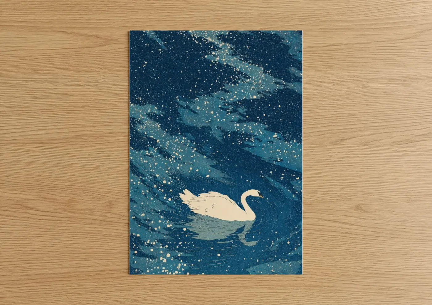 Celestial Swan Night Sky Illustration Wall Art
