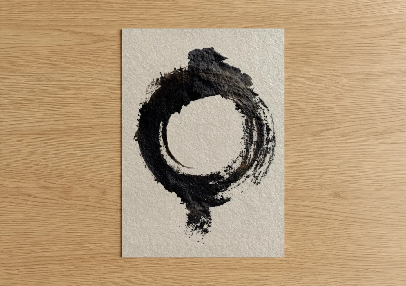 Charcoal Enso Circle Abstract Minimalist Wall Art