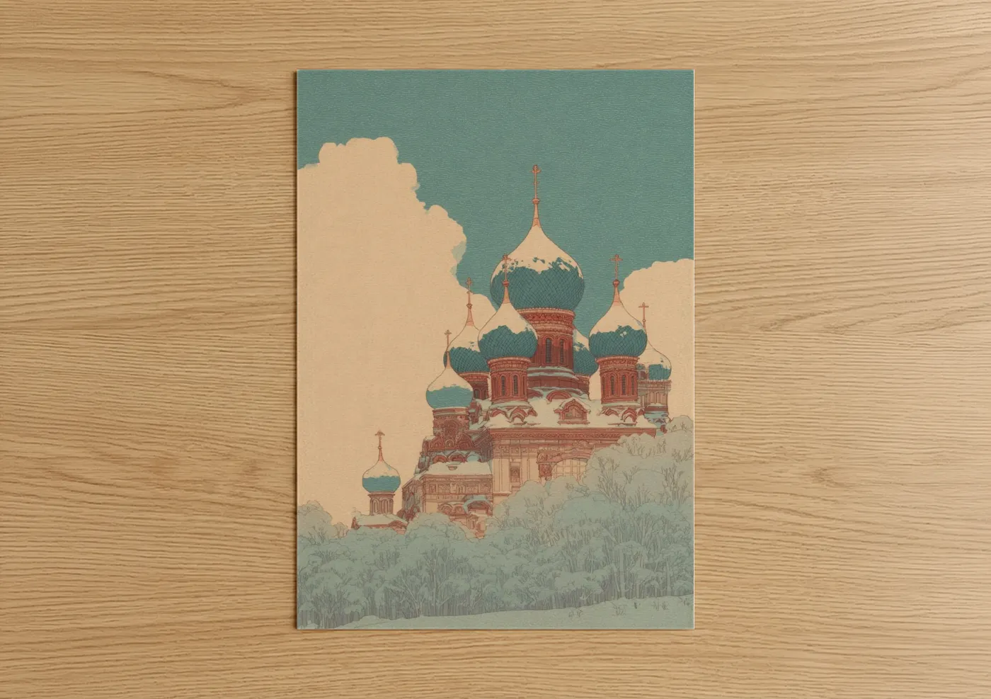 Orthodox Cathedral Winter Landscape Wall Art