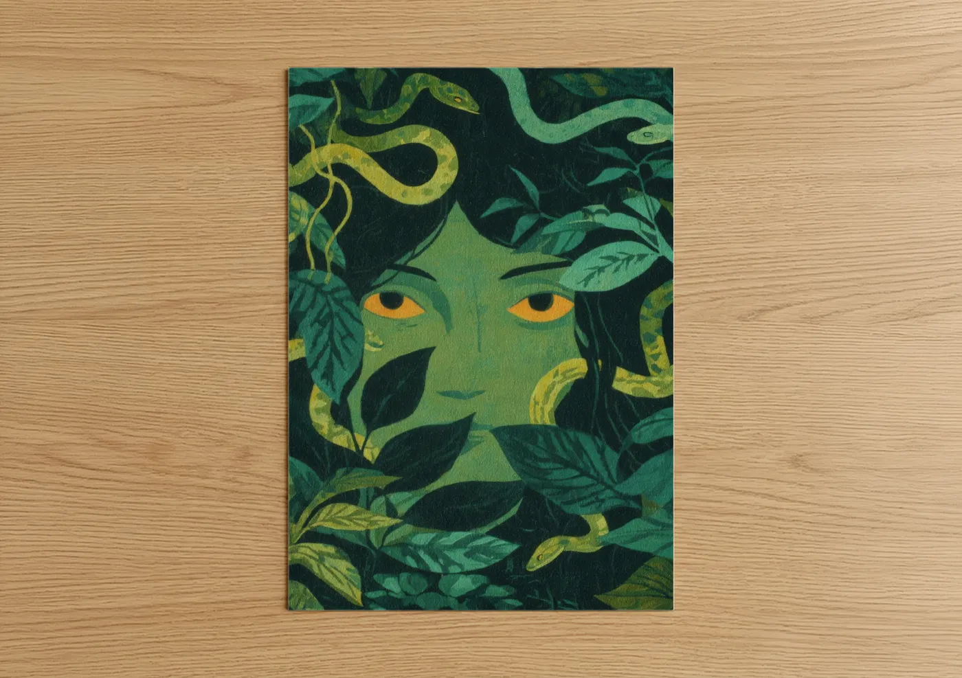 Mystical Medusa with Golden Serpents Wall Art