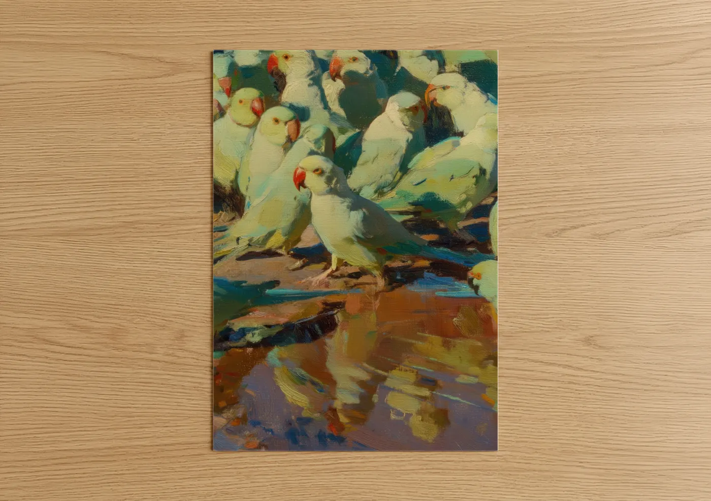 Safari Parrots Impressionist Oil Painting Wall Art