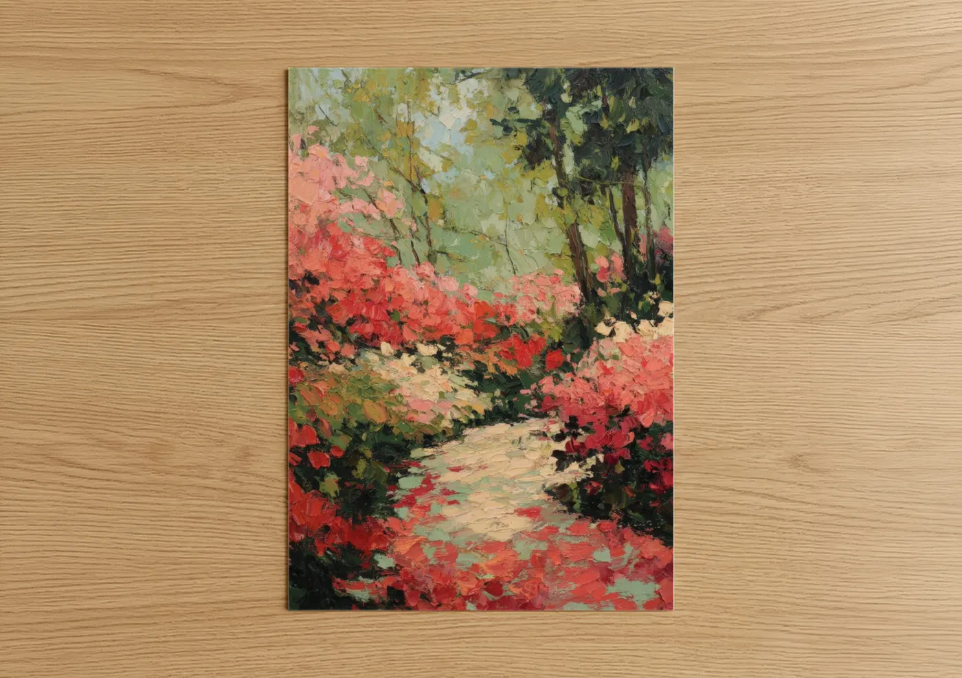 Crimson Rhododendron Garden Path Wall Art