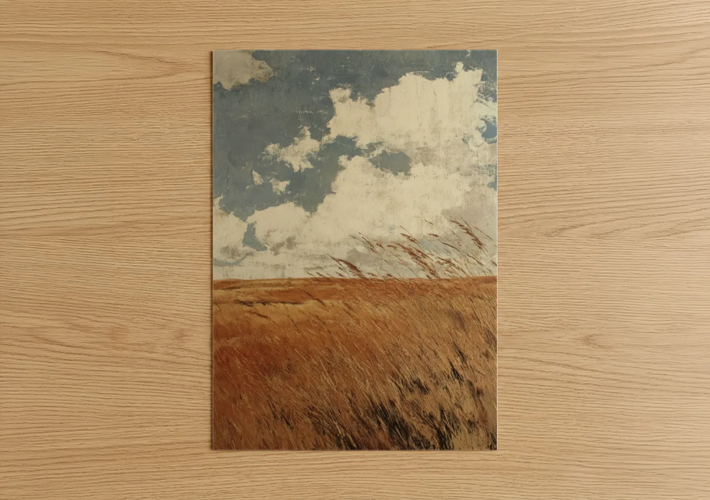 Autumn Wheat Field Clouds Sky Wall Art