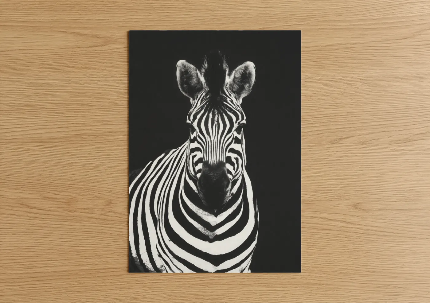 Monochrome Zebra Front Portrait Wildlife Wall Art