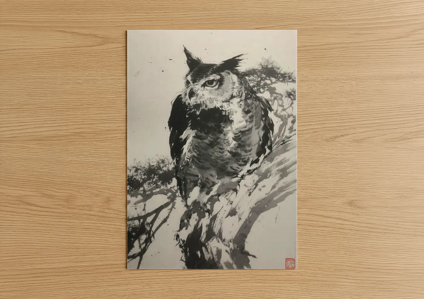 Watchful Owl Black and White Wall Art