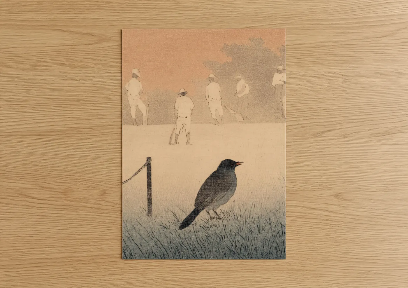 Cricket Match Dawn Sports Illustration Wall Art
