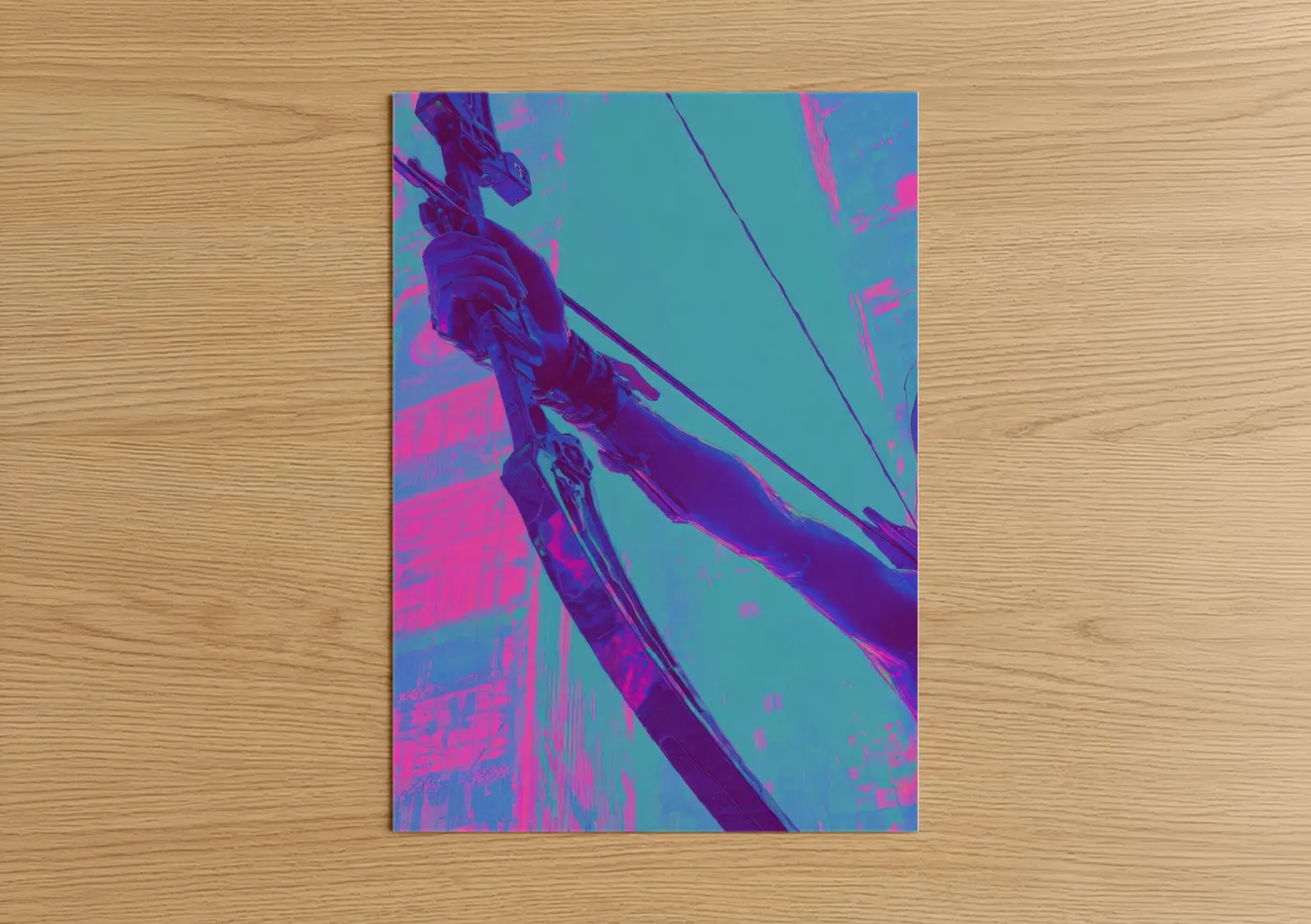 Neon Archer Digital Art Y2K Wall Art