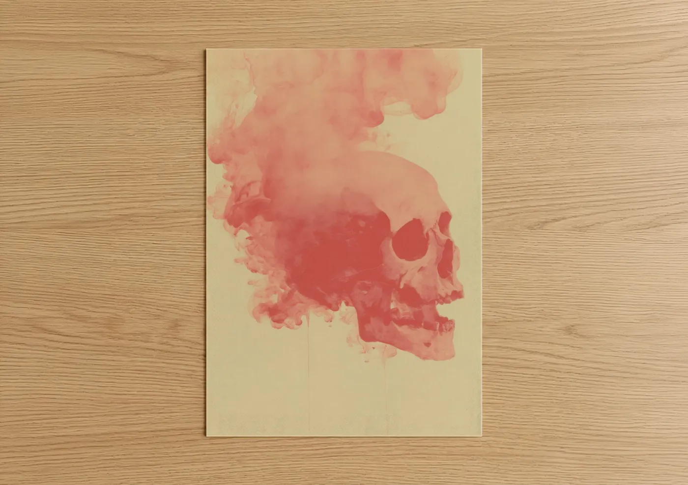 Crimson Watercolor Skull Wall Art