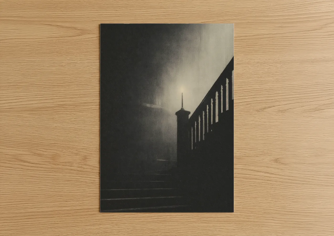 Misty Staircase Architecture Black White Wall Art
