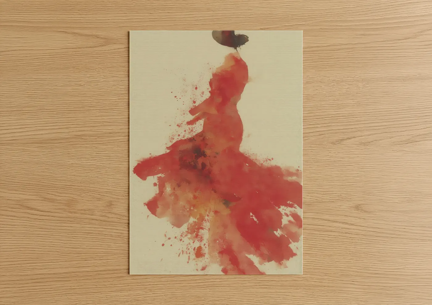 Flamenco Dancer Red Watercolor Wall Art