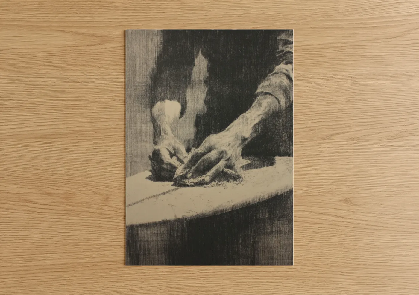 Vintage Surfing Hands Black and White Wall Art