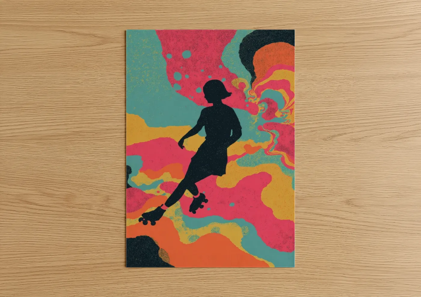 Retro Roller Skater Psychedelic Wall Art