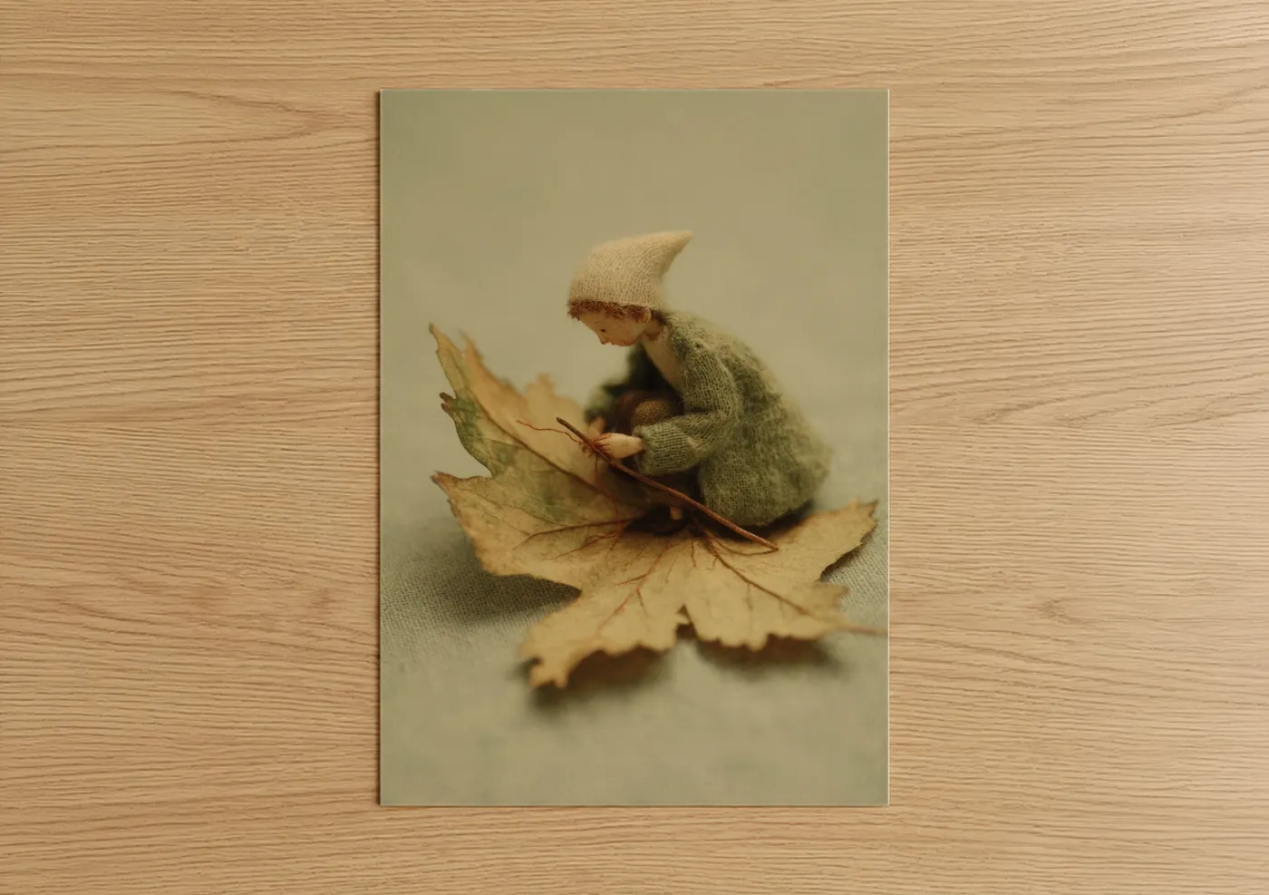 Whimsical Autumn Leaf Elf Figurine Wall Art