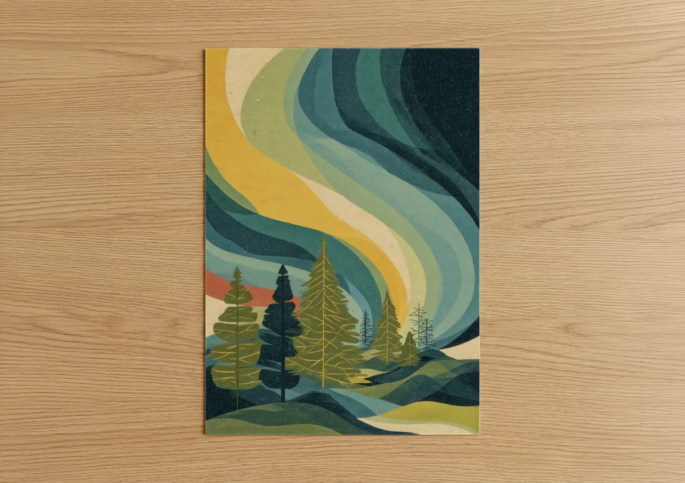 Northern Lights Forest Landscape Wall Art