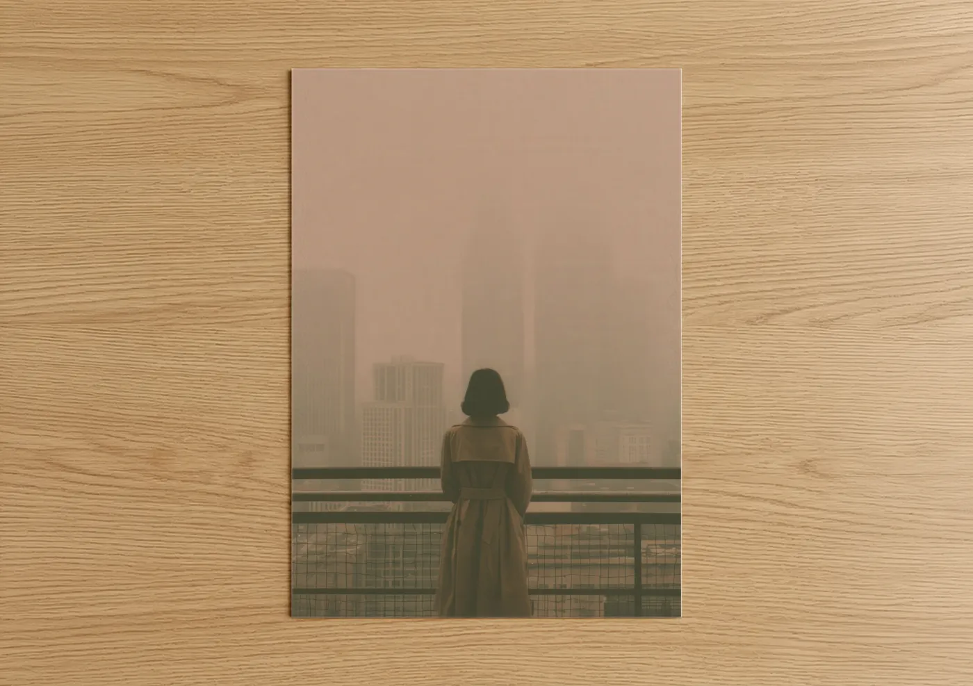 Woman in Misty Urban Photography Wall Art