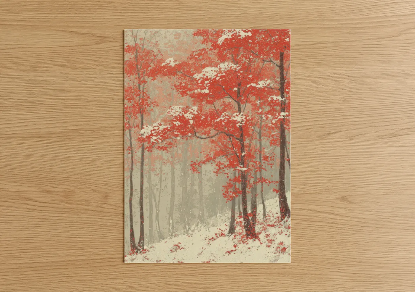 Crimson Maple Forest Autumn Landscape Wall Art