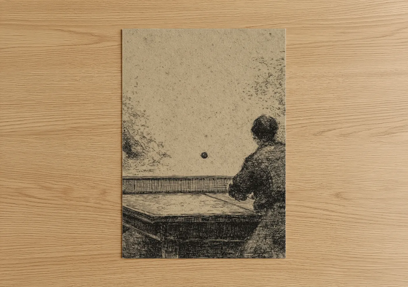 Table Tennis Player Etching Artwork Wall Art