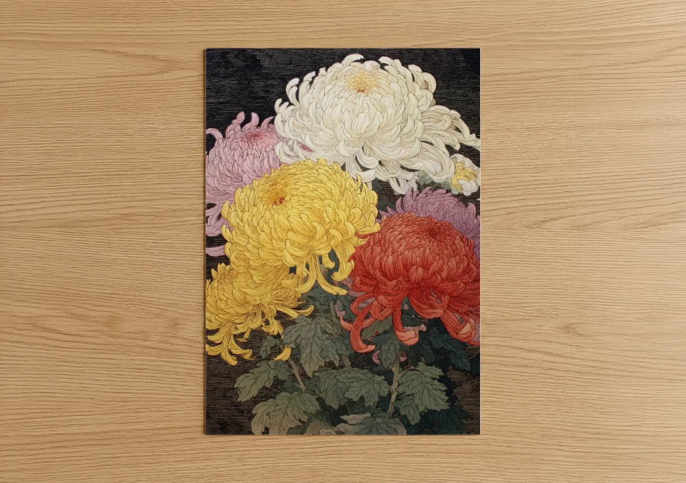 Chrysanthemum Flower Botanical Art Print Wall Art