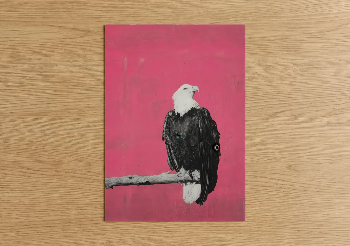 Bald Eagle Pop Art Pink Background Wall Art