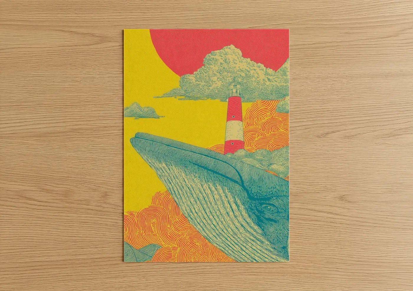 Sperm Whale Lighthouse Coastal Wall Art