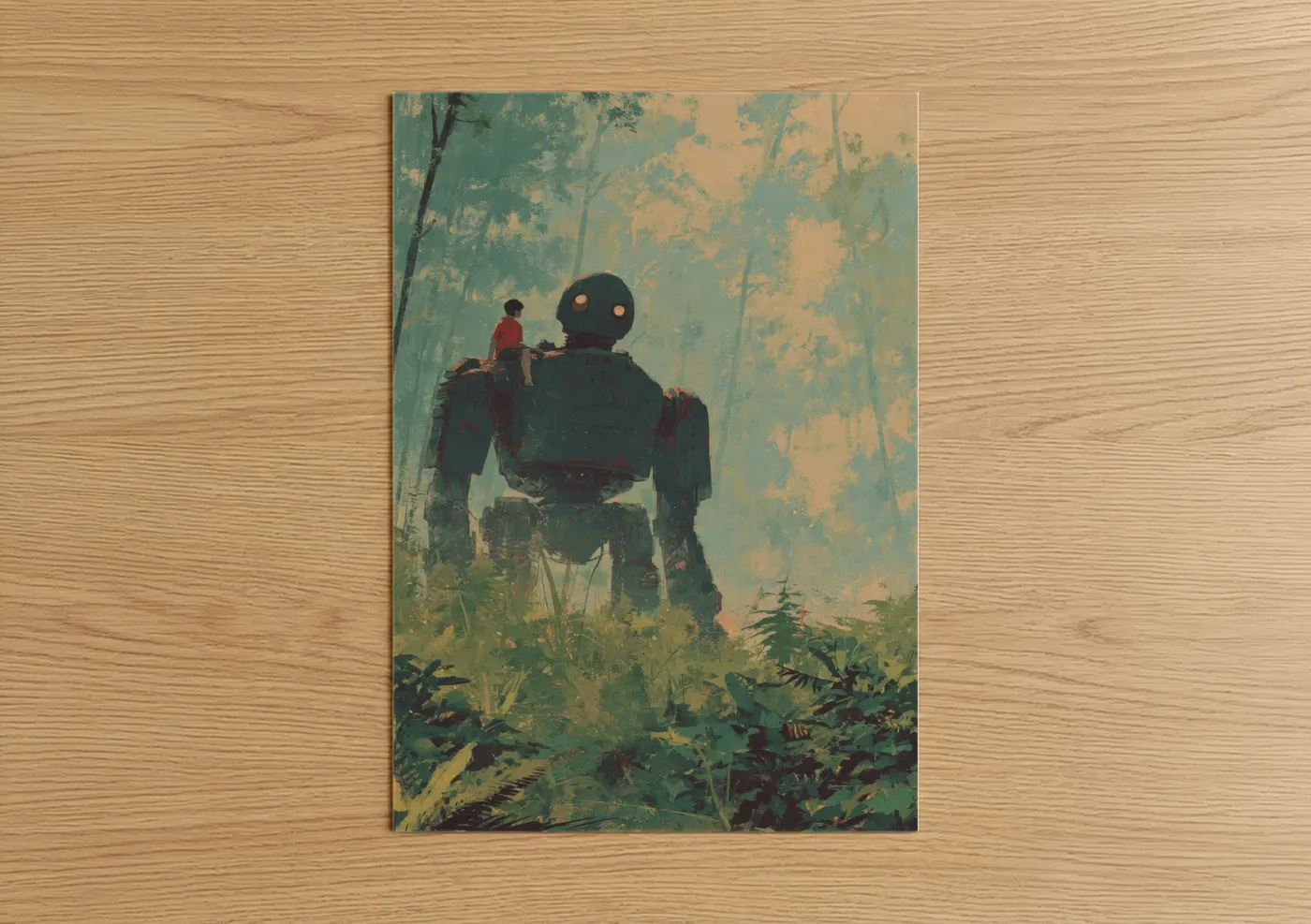 Robot Explorer Boy Forest Adventure Wall Art