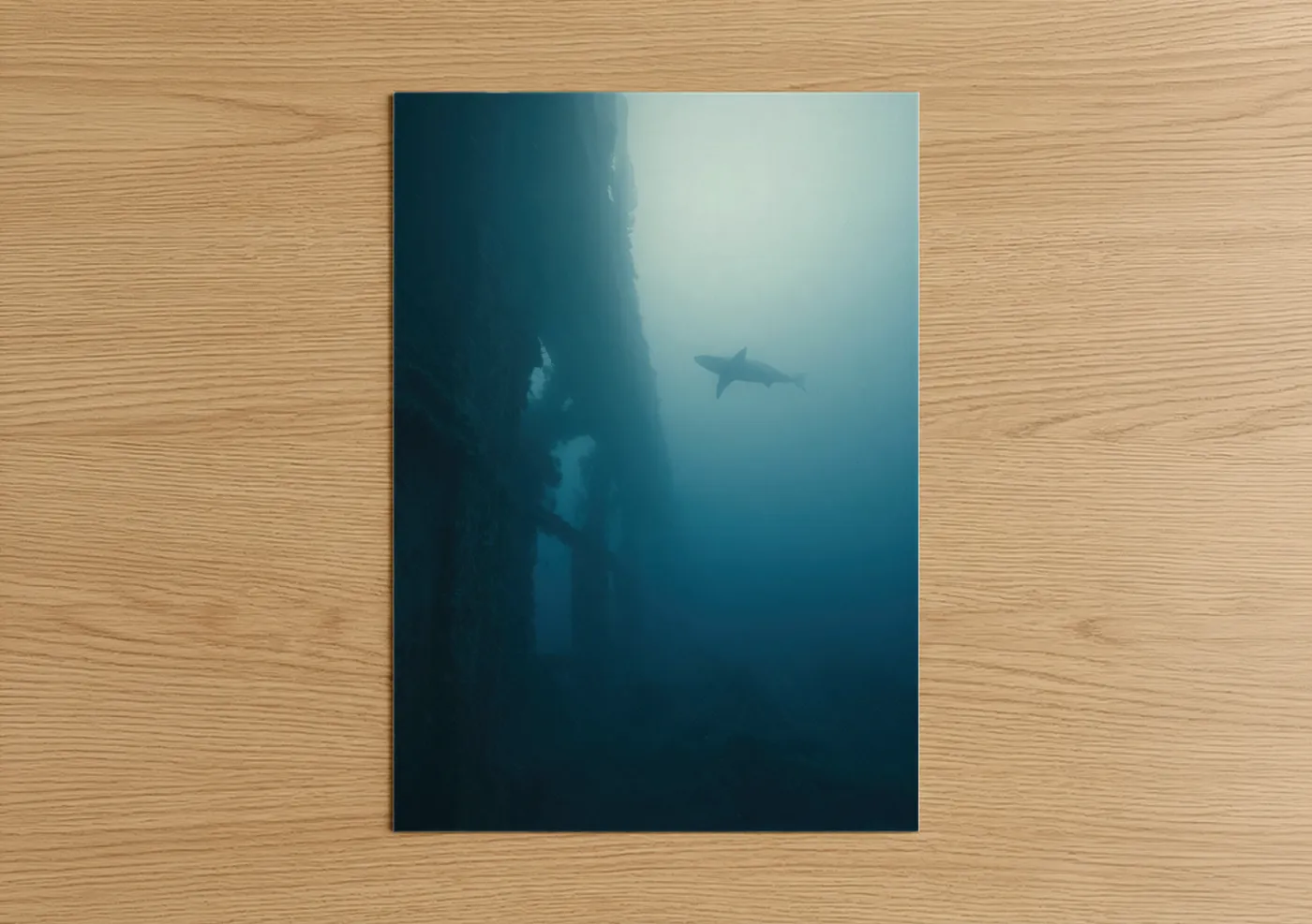 Blue Shark Wreck Diving Underwater Wall Art