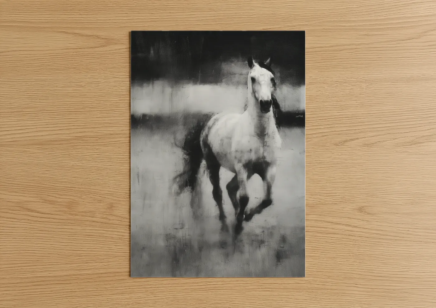 White Andalusian Horse Running Motion Wall Art