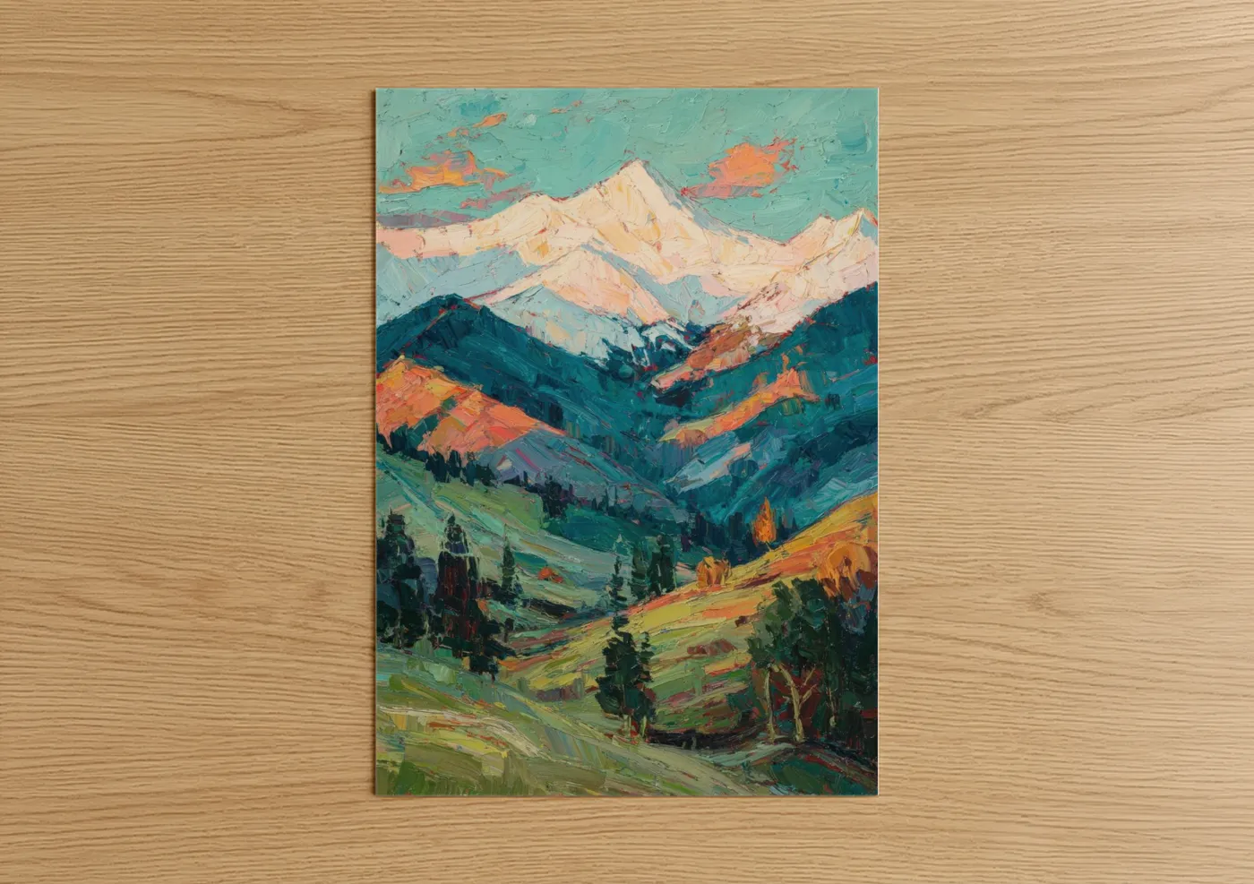 Snowy Mountains Sunrise Landscape Wall Art