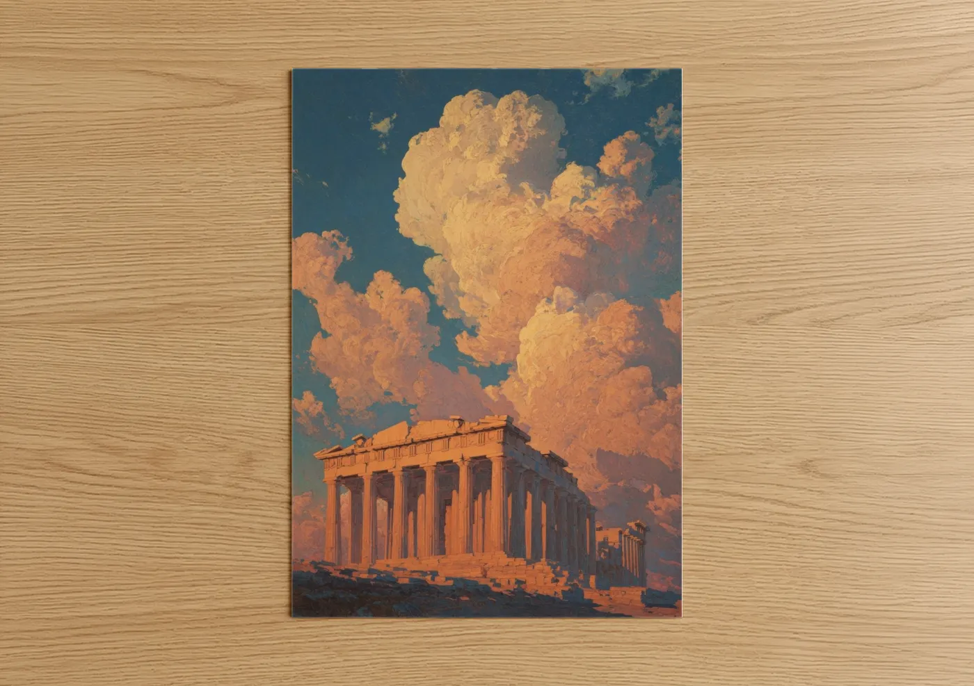 Golden Parthenon Sunset Art Print Wall Art
