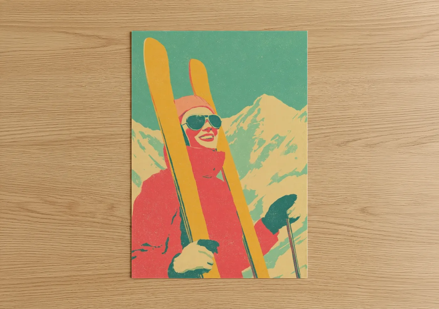 Retro Vintage Ski Mountain Winter Sports Wall Art