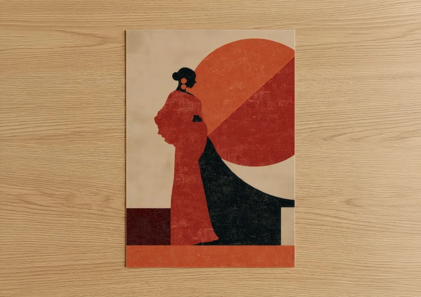 Crimson Flamenco Dancer Silhouette Wall Art
