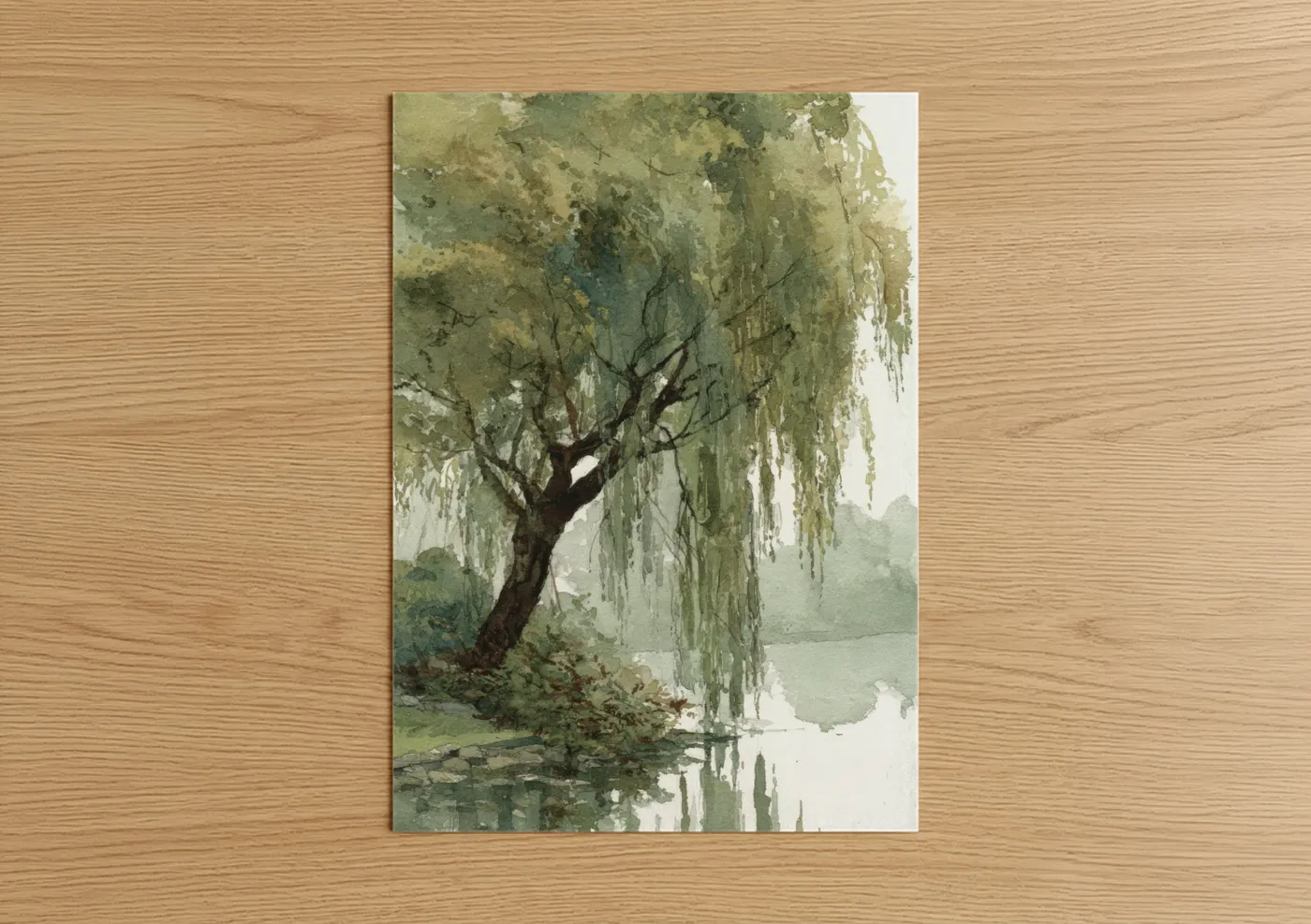 Weeping Willow Watercolor Landscape Wall Art